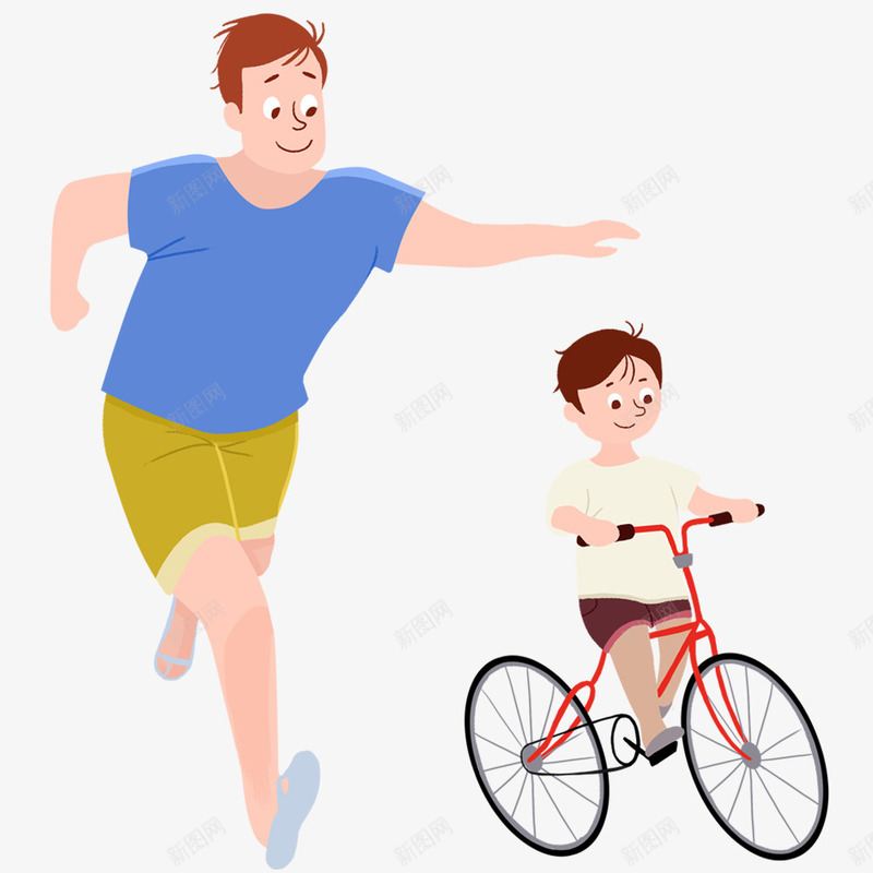 小朋友学骑自行车psd免抠素材_新图网 https://ixintu.com 小朋友 小朋友学骑自行车 父亲 父爱 自行车 骑自行车
