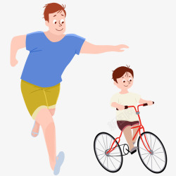 小朋友学骑自行车素材