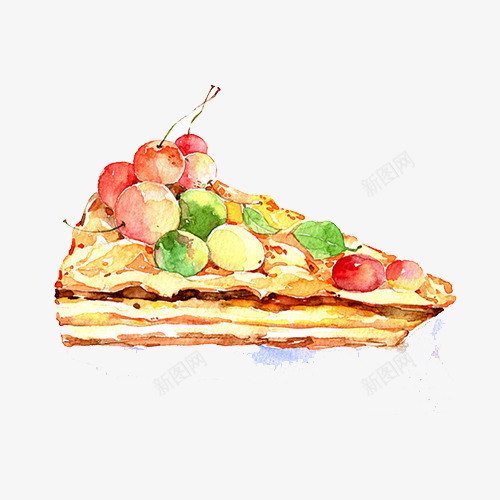 水彩画风披萨psd免抠素材_新图网 https://ixintu.com 披萨 水彩画 水彩美食 烤披萨