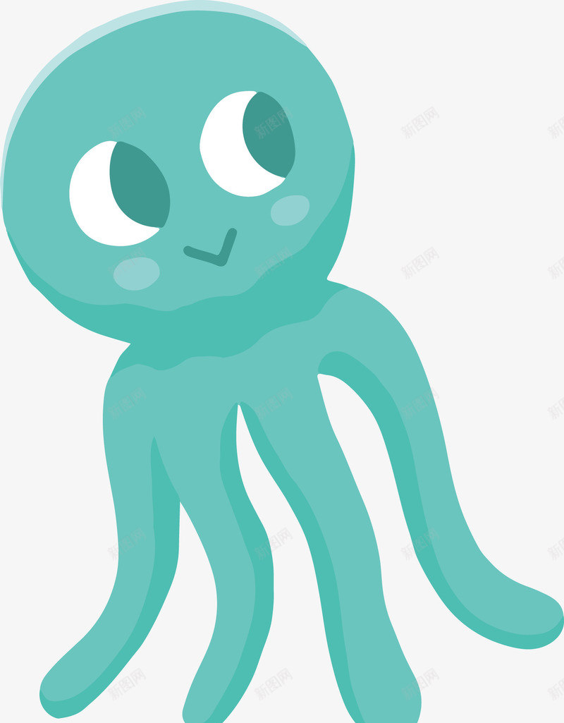 章鱼png免抠素材_新图网 https://ixintu.com 卡通 大眼睛 手绘 海洋生物 章鱼 绿色