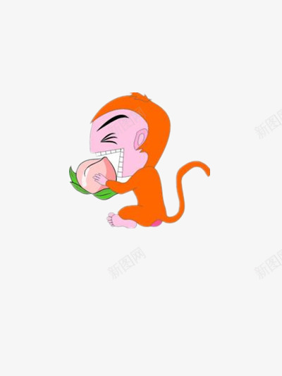 猴吃桃png免抠素材_新图网 https://ixintu.com 十二生肖 卡通小猴子 桃子 水彩 猴吃桃 猴子