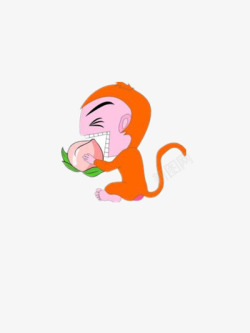 猴吃桃素材