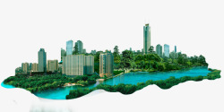 绿色城市合成等合成海报景点高清图片