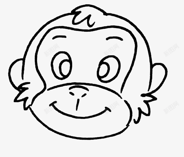 简笔画猴子脸型图标png_新图网 https://ixintu.com 卡通 手绘 猴子 简笔画 素材 脸型