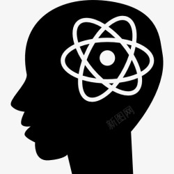 男人的象征原子符号在男子头图标高清图片