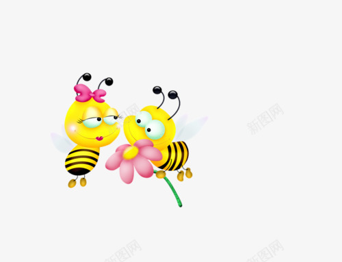 卡通两只小蜜蜂png免抠素材_新图网 https://ixintu.com 儿童插画 卡通 可爱 小蜜蜂 手绘 黄色