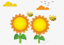 蜜蜂向日葵素材