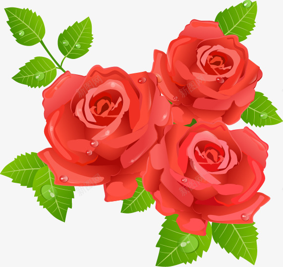 情人节红玫瑰装饰png免抠素材_新图网 https://ixintu.com 情人节 玫瑰 矢量装饰 红色玫瑰