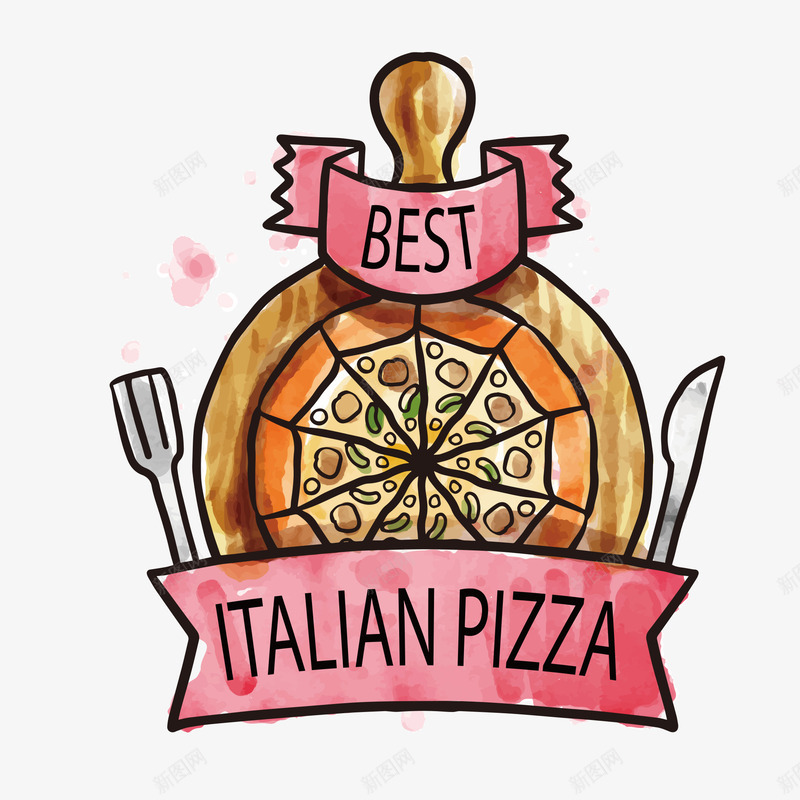 手绘披萨标志png免抠素材_新图网 https://ixintu.com 手绘 披萨 标志 食物