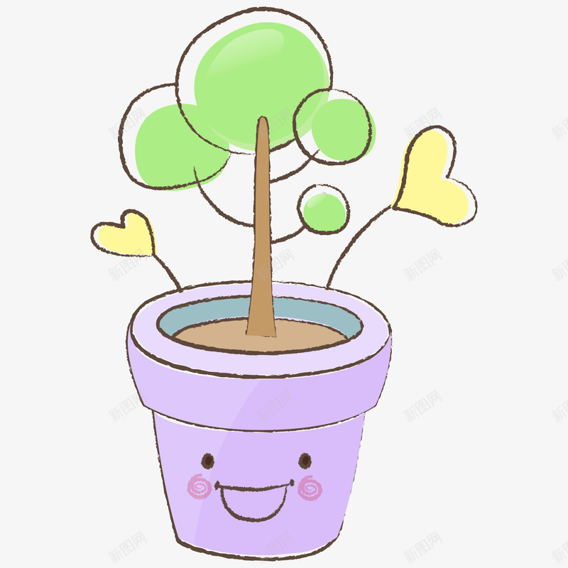 花盆小树png免抠素材_新图网 https://ixintu.com 卡通 小树 手绘 花 花盆