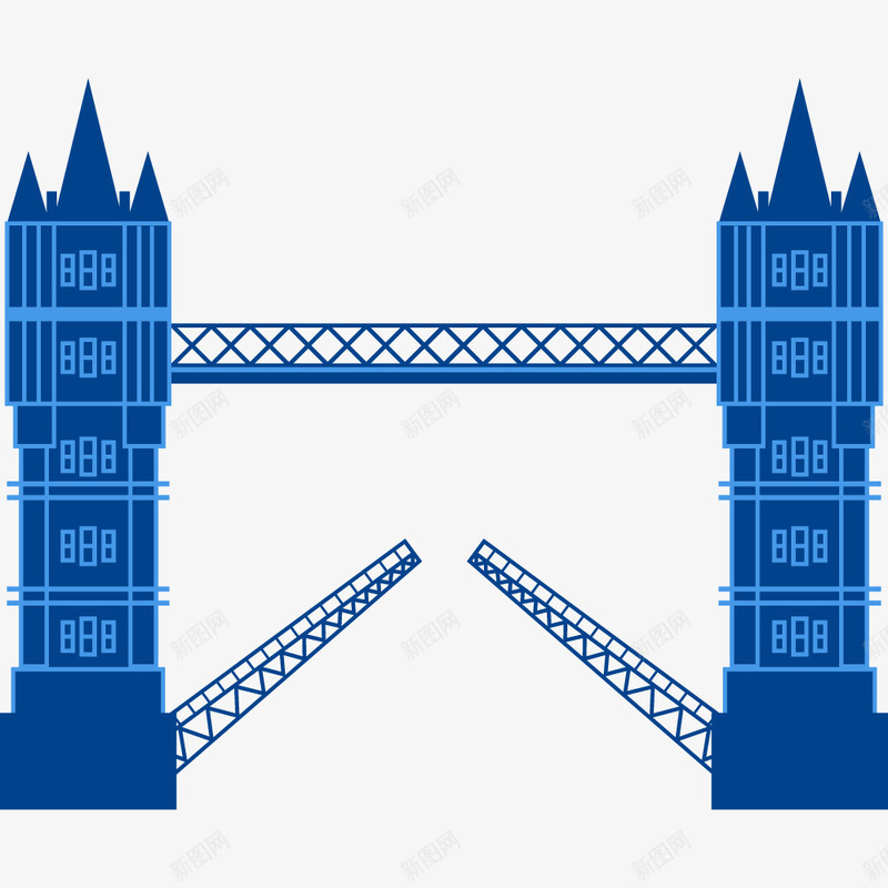 蓝色几何高楼大桥png免抠素材_新图网 https://ixintu.com png图片 几何 大桥 蓝色 高楼