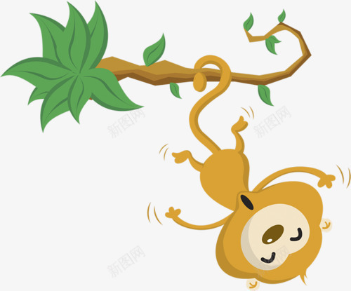 倒挂金钩的猴子png免抠素材_新图网 https://ixintu.com 倒挂 动物 树枝 猴子