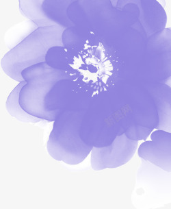 淡色优雅紫色水墨花朵素材