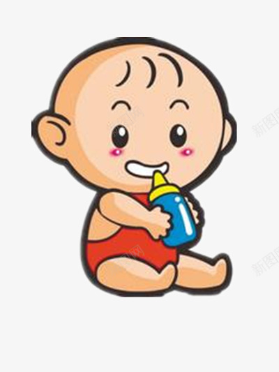 拿着奶瓶的婴儿png免抠素材_新图网 https://ixintu.com 儿童 卡通 可爱 奶瓶