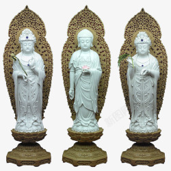 白色佛像3尊白色佛像高清图片