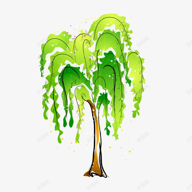 绿色柳树png免抠素材_新图网 https://ixintu.com 柳树 树木 植物 绿色