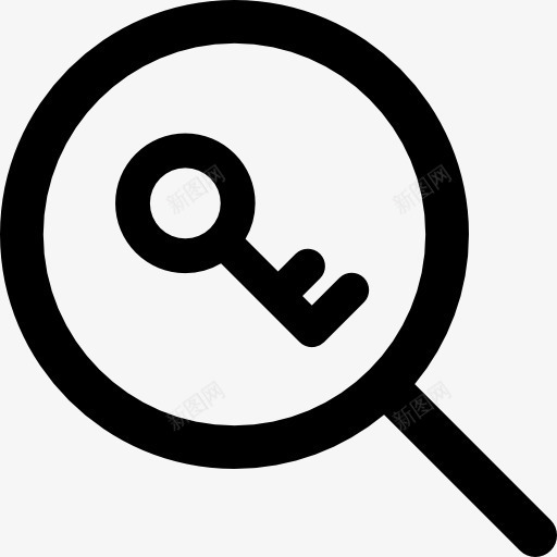关键词搜索图标png_新图网 https://ixintu.com 侦探 工具 搜索 放大镜 钥匙