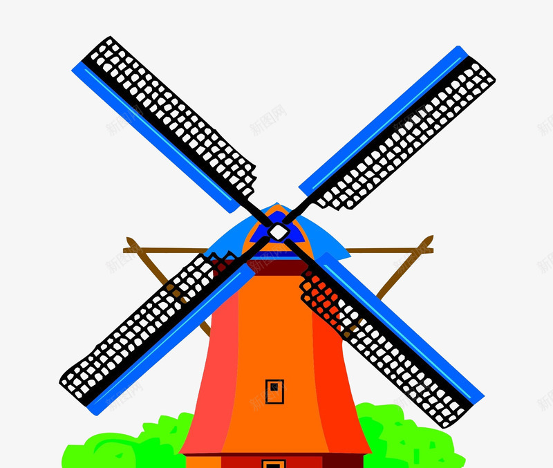 风车小房子png免抠素材_新图网 https://ixintu.com 大风车 房子 荷兰 风车