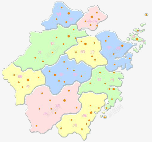 杭州红点状地图png免抠素材_新图网 https://ixintu.com 地图 小红点 手绘 杭州 红点状