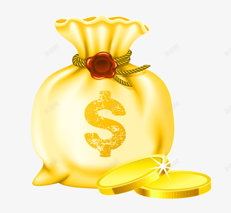金色钱袋png免抠素材_新图网 https://ixintu.com 理财 财富 金黄色 钱袋模型