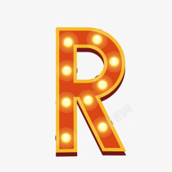 数字字母字母R霓虹灯字体素材