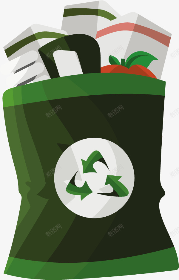 环保循环利用png免抠素材_新图网 https://ixintu.com 垃圾 循环利用 环保 环境 生态 绿色 袋子