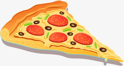 切开的香肠手绘披萨高清图片