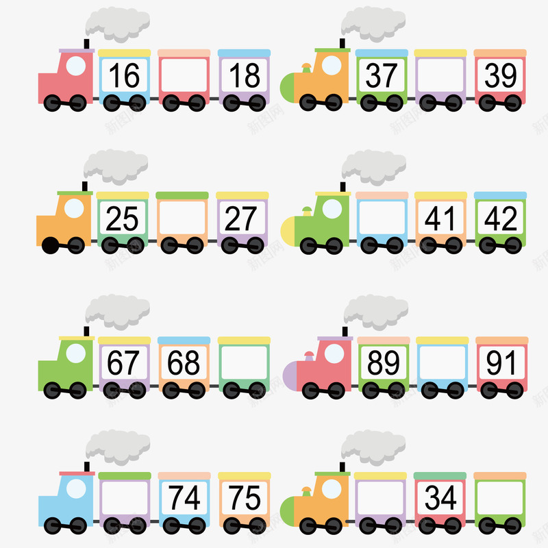 火车上的数字矢量图ai免抠素材_新图网 https://ixintu.com 卡通 可爱 数字 货车 矢量图