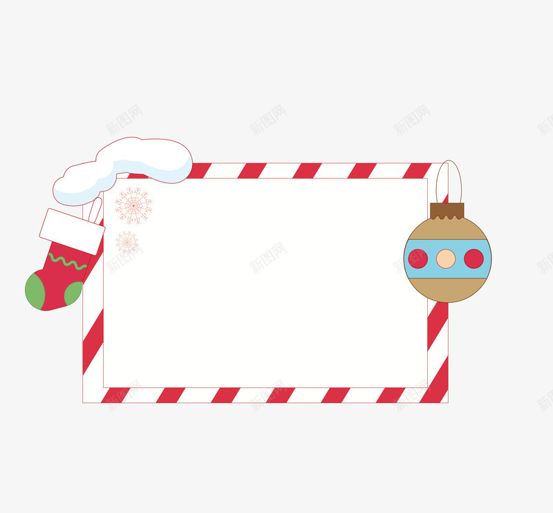 圣诞装饰边框图标png_新图网 https://ixintu.com 卡通袜子 圣诞装饰 彩色底纹 扁平化 矢量图标 简约边框
