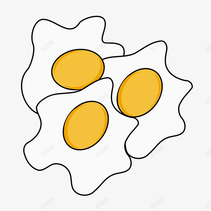 手绘早餐煎蛋png免抠素材_新图网 https://ixintu.com 三个煎蛋 平面 手绘 早餐 水彩煎蛋 金黄煎蛋 食物