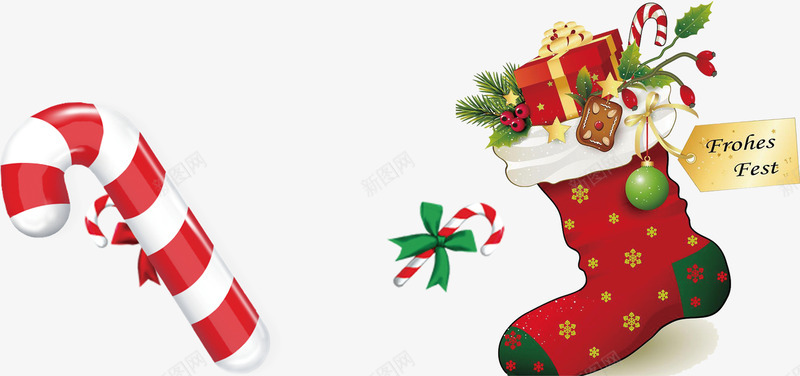 圣诞红色糖棍袜子礼物图案png免抠素材_新图网 https://ixintu.com 卡通 可爱 圣诞 礼物 简约 糖棒