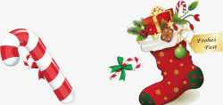 糖棍圣诞红色糖棍袜子礼物图案高清图片