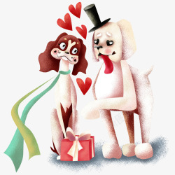 情人节表白的卡通手绘狗狗素材