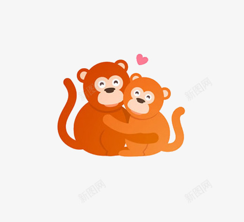 拥抱的猴子png免抠素材_新图网 https://ixintu.com 动物 卡通 猴子