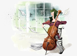 拉提琴的美女素材