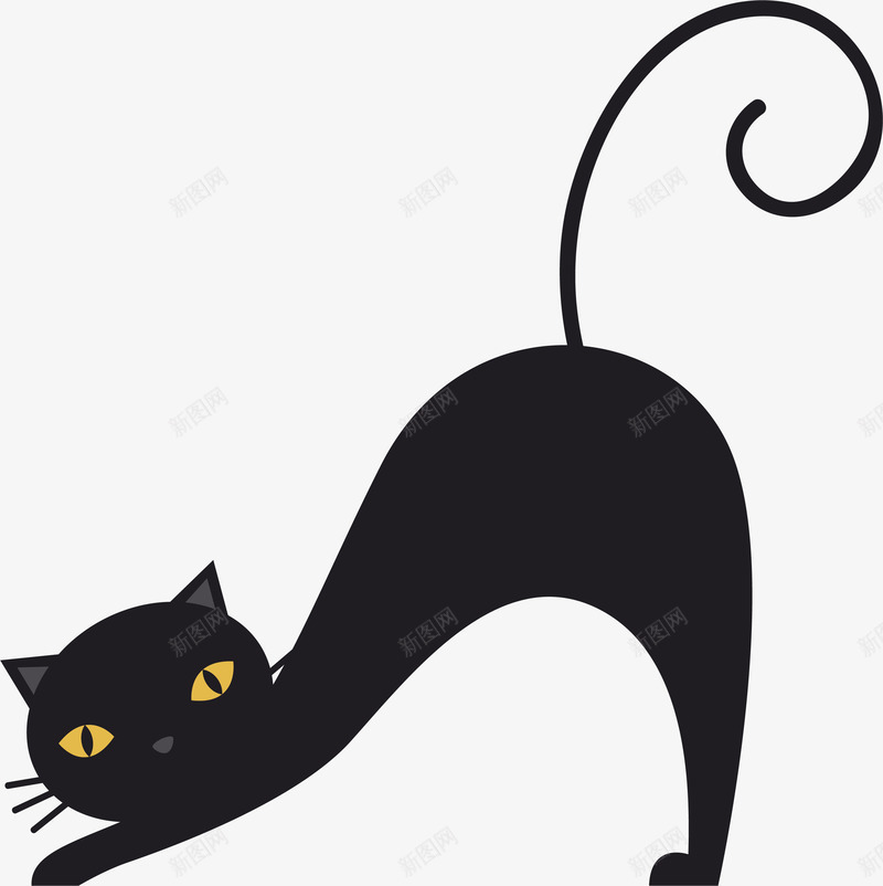 伸懒腰的黑猫矢量图图标ai_新图网 https://ixintu.com 万圣节 万圣节黑猫 伸懒腰 伸腰 恐怖黑猫 矢量png 矢量图 黑猫
