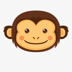 卡通棕色猴子头素材