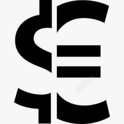 两叠欧元美元兑欧元货币符号图标高清图片