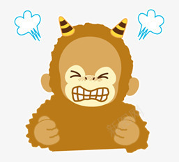 卡通猴子愤怒的小图标图标