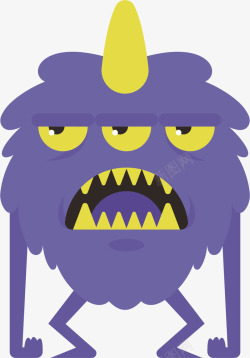 水彩紫色怪物矢量图素材
