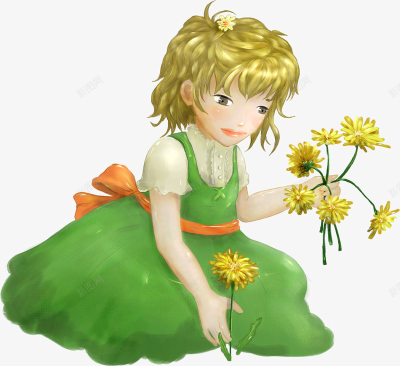 可爱花朵植物小女孩公主png免抠素材_新图网 https://ixintu.com 公主 可爱 女孩 植物 花朵