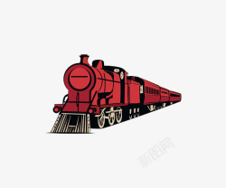红色涂装的火车素材