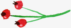 儿童手绘水墨红色玫瑰素材