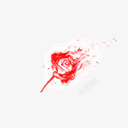 女人花火玫瑰手绘红色玫瑰高清图片