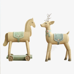 马和鹿陶瓷摆件素材