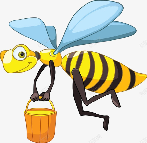 卡通蜜蜂采蜜png免抠素材_新图网 https://ixintu.com 卡通 木桶 蜜蜂 采蜜