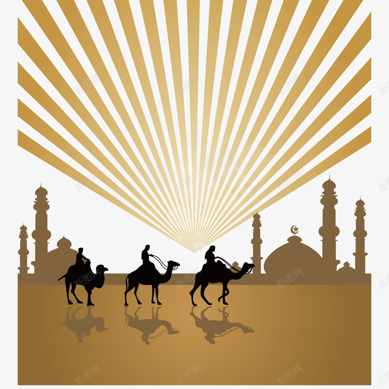 手绘沙漠骆驼宗教背景png免抠素材_新图网 https://ixintu.com 伊斯兰教 宗教 建筑 手绘 沙漠 海报 骆驼 黄色