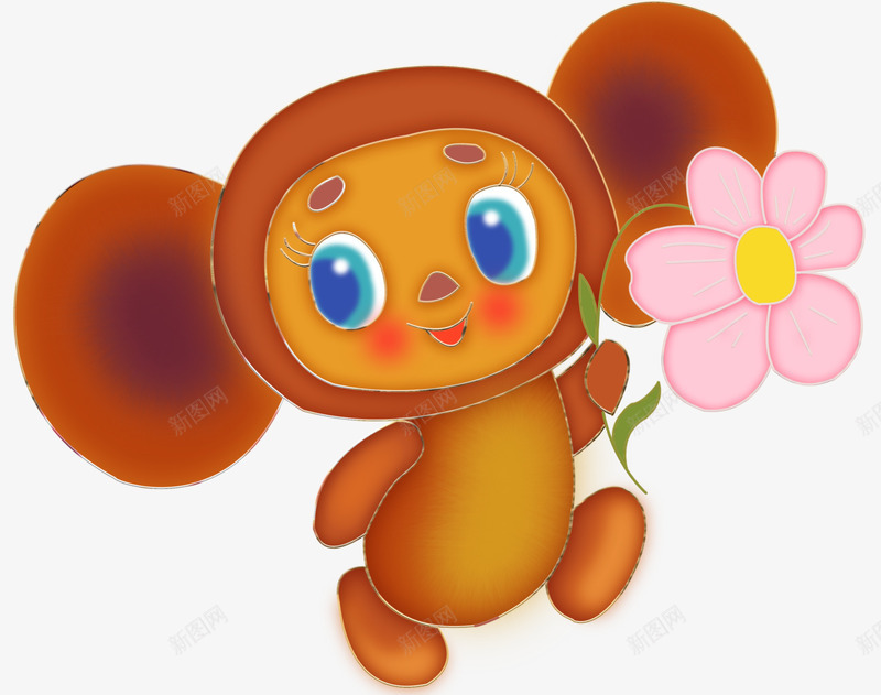 卡通拿花的小猴子png免抠素材_新图网 https://ixintu.com 儿童插画 卡通 可爱 小猴子 手绘 水彩 花