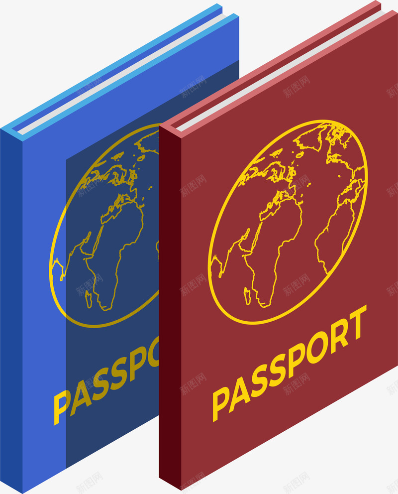 红蓝通行证png免抠素材_新图网 https://ixintu.com PASSPORT 免抠PNG 夏季旅游 夏日旅行 护照 旅行 本子 证件