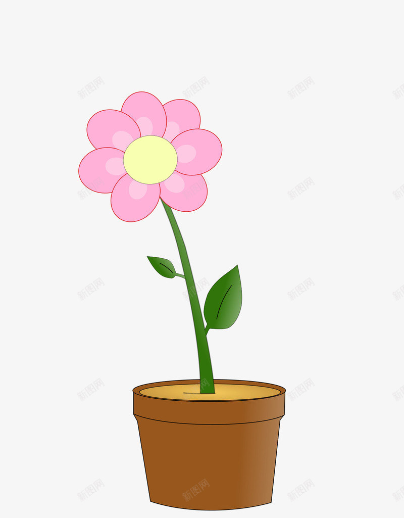 一盆粉色小花png免抠素材_新图网 https://ixintu.com 植物 粉色 绿色 花盆